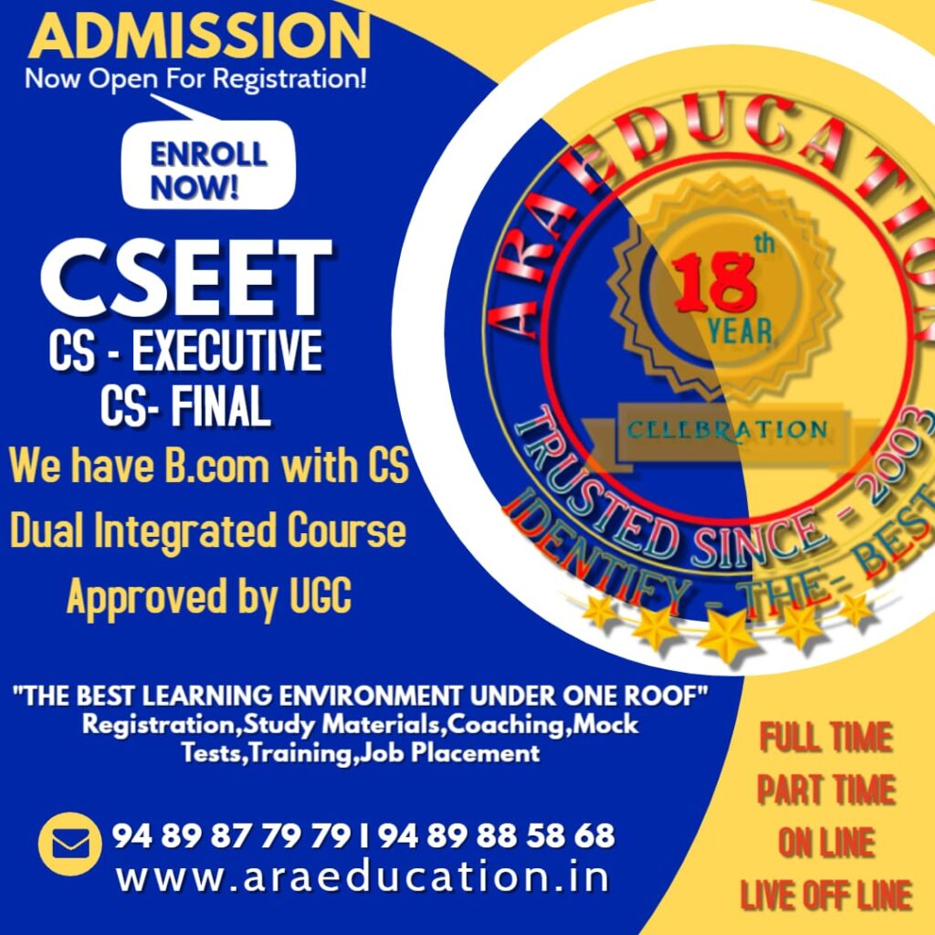 CSEET 2024 Admissions open @ No.1 CS ACADEMY|ARA Education